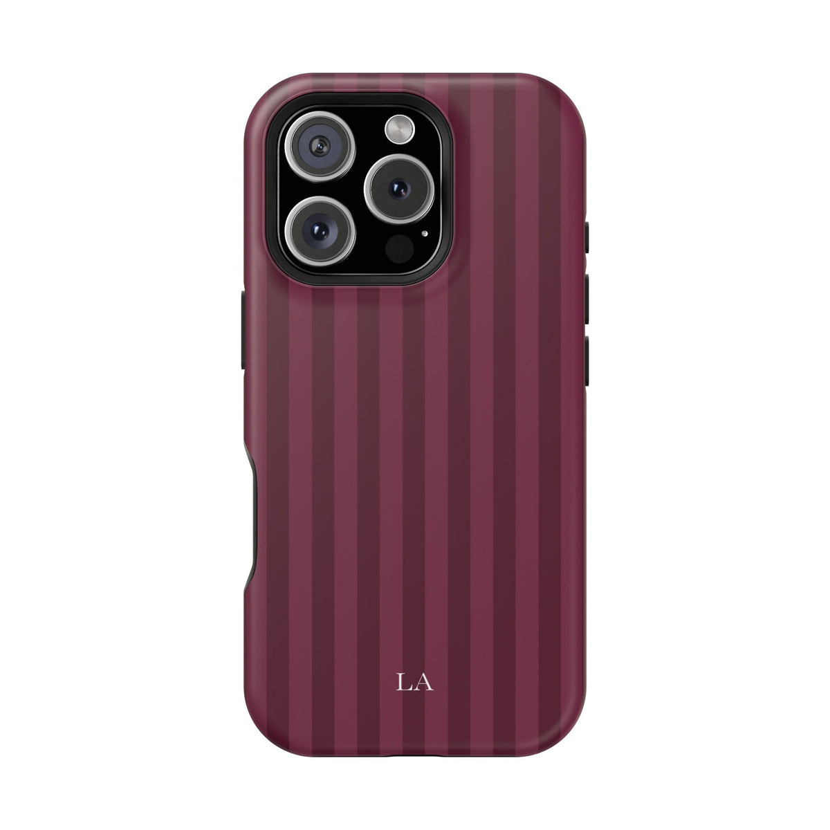 Custom Initials Plum Stripes iPhone Case