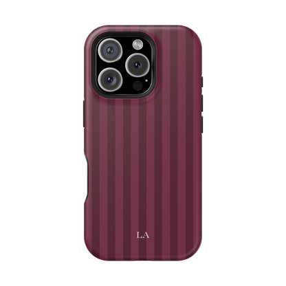 Custom Initials Plum Stripes iPhone Case