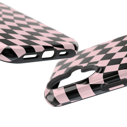 Pink & Black Wavy Checkered iPhone Case