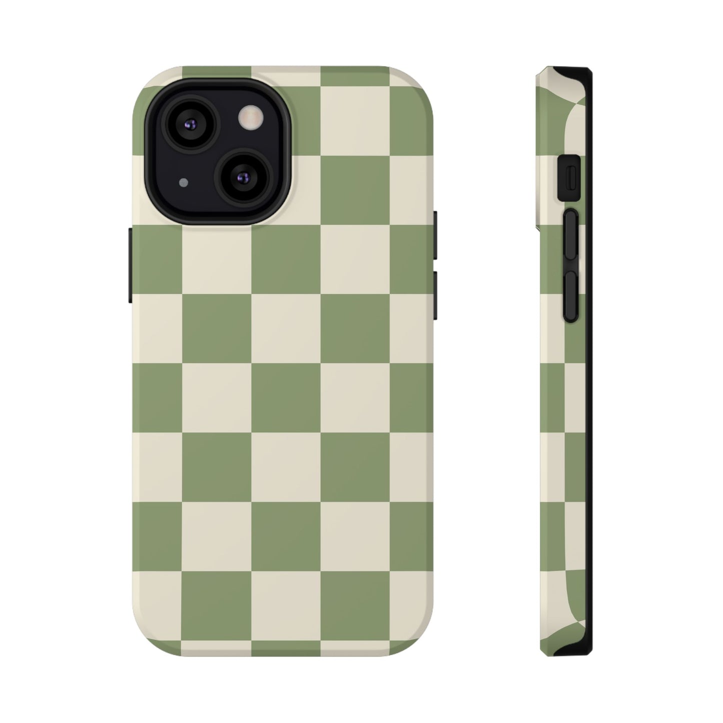 Green & Beige Checkered iPhone Case