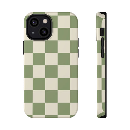 Green & Beige Checkered iPhone Case