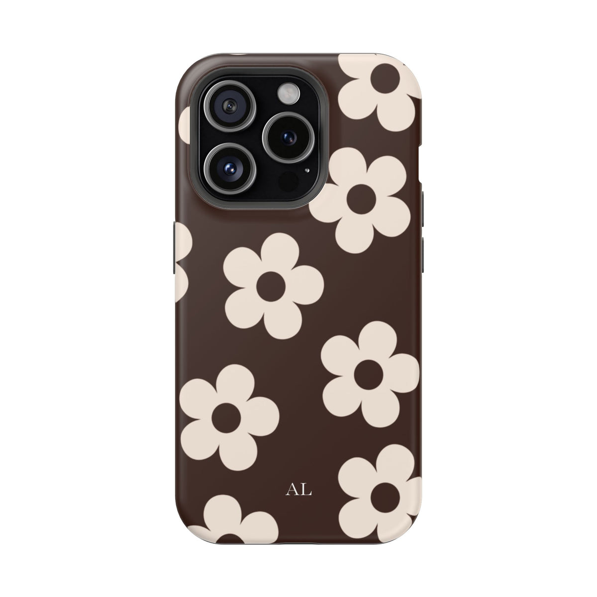 Custom Initials Cocoa Flowers iPhone Case