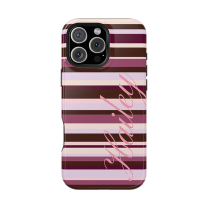 Custom Berry Mocha Stripes iPhone Case