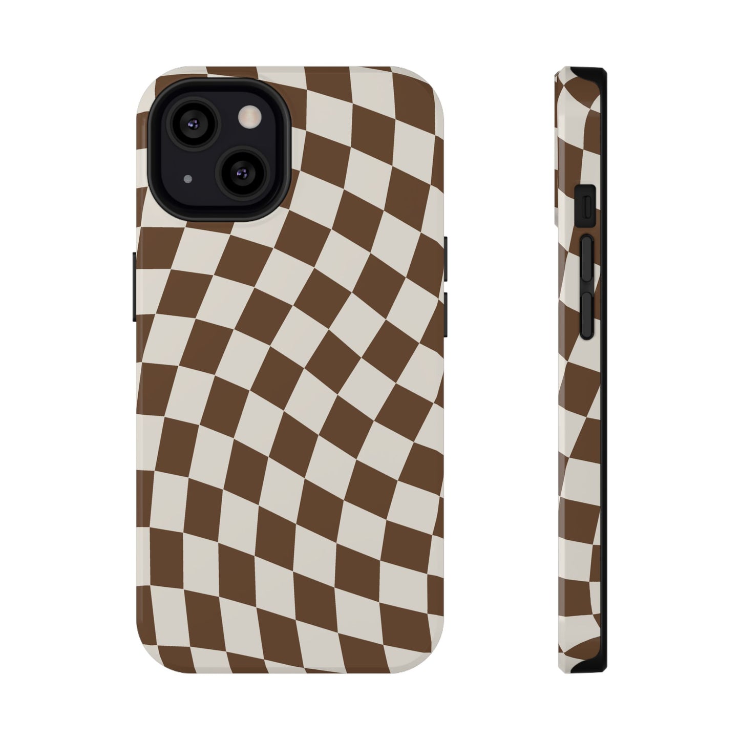 Brown Wavy Checkered iPhone Case