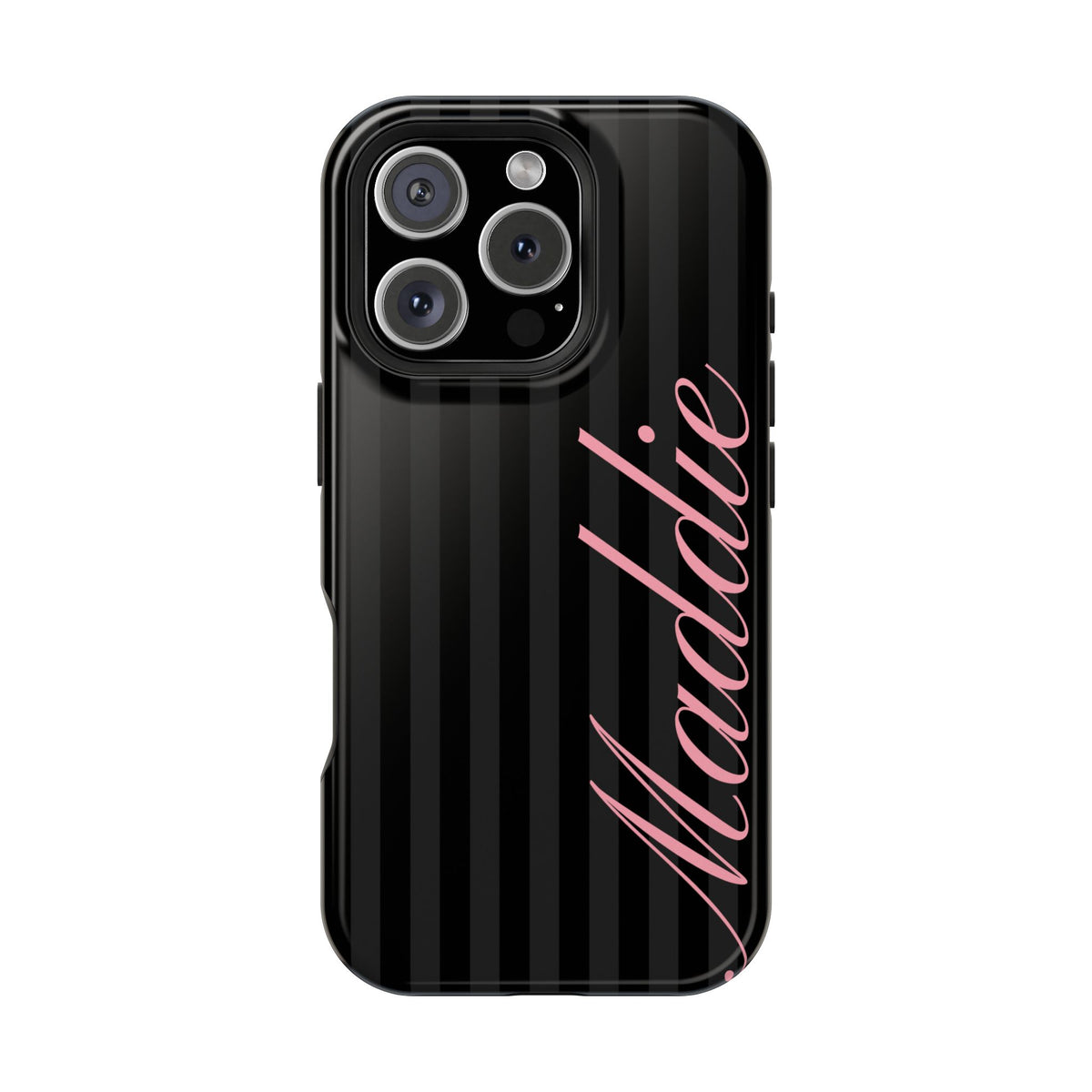 Custom Pink Black Stripes iPhone Case