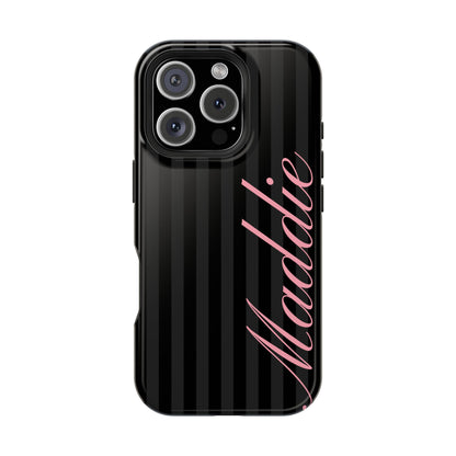 Custom Pink Black Stripes iPhone Case