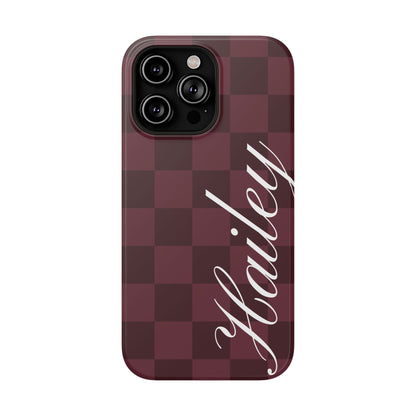 Custom Burgundy Checkered iPhone Case