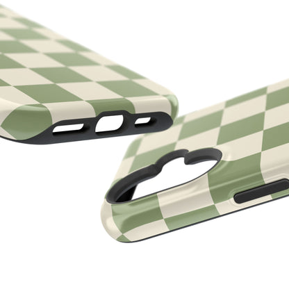 Green & Beige Checkered iPhone Case