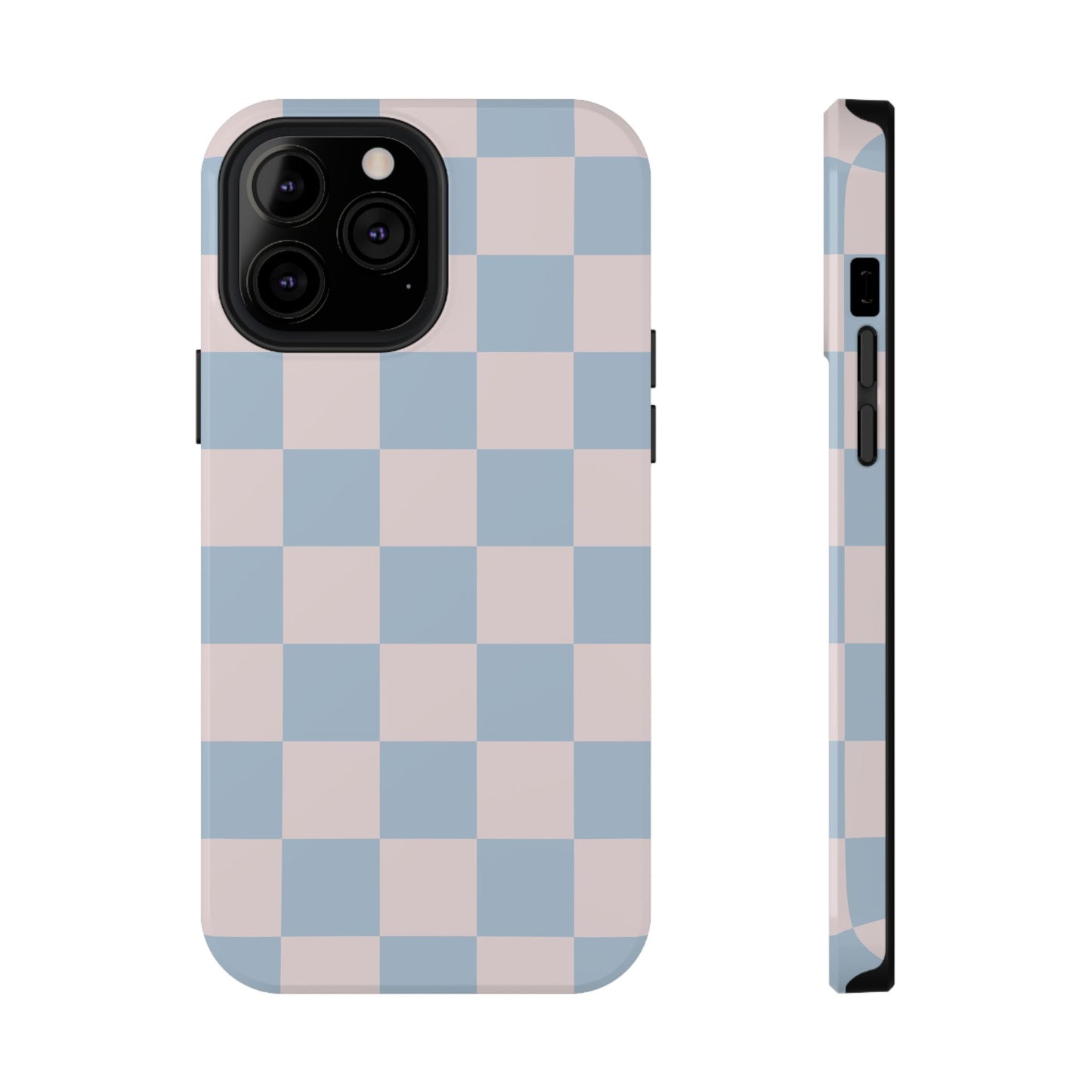 Light Pink & Blue Checkered iPhone Case