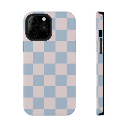 Light Pink & Blue Checkered iPhone Case