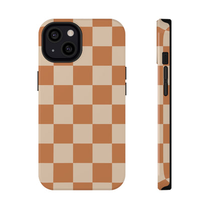 Dark Orange Checkered iPhone Case