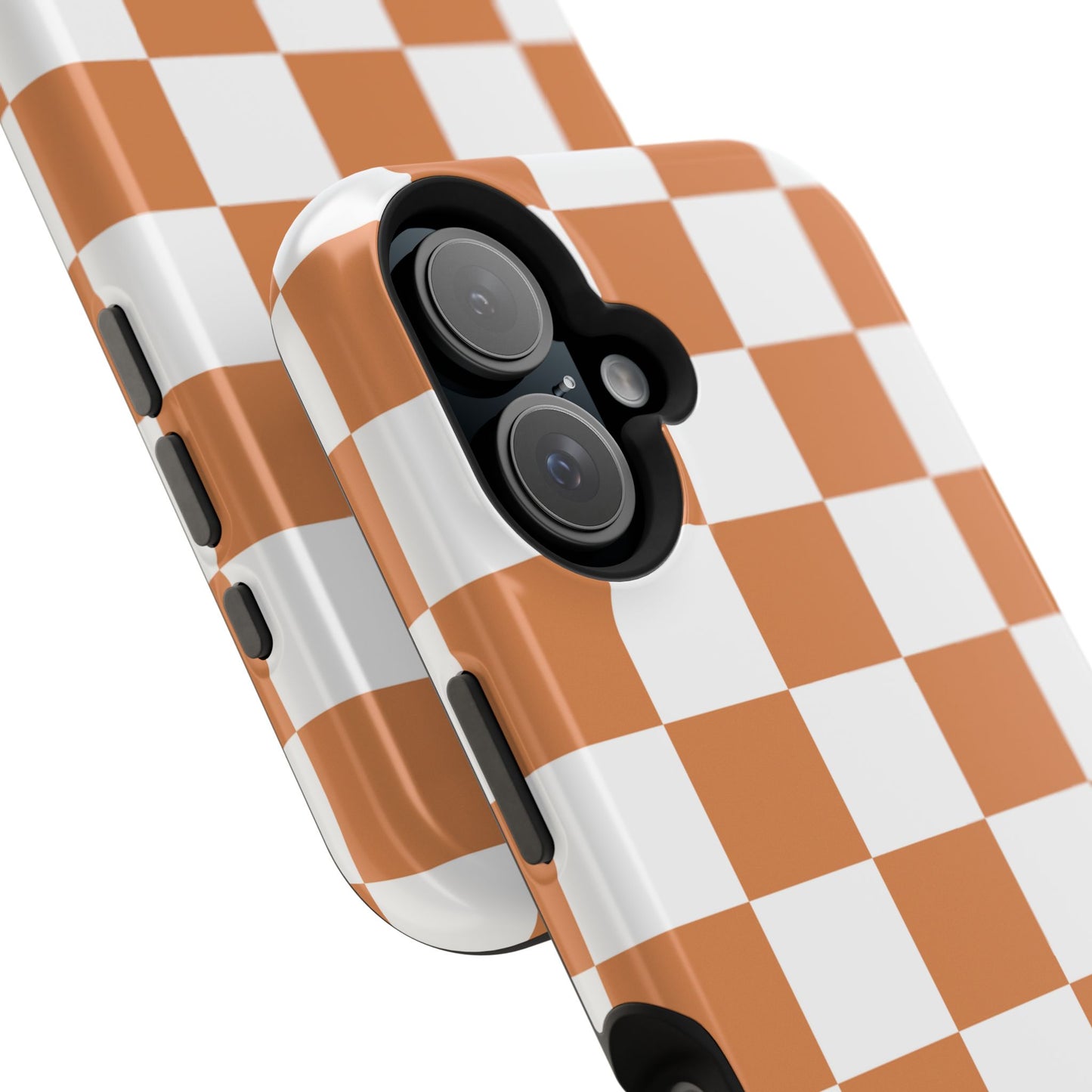 Dark Orange & White Checkered iPhone Case