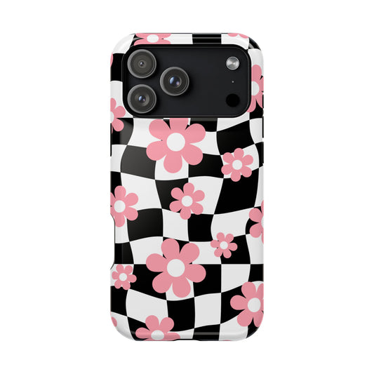Floral Wavy Checkered iPhone Case