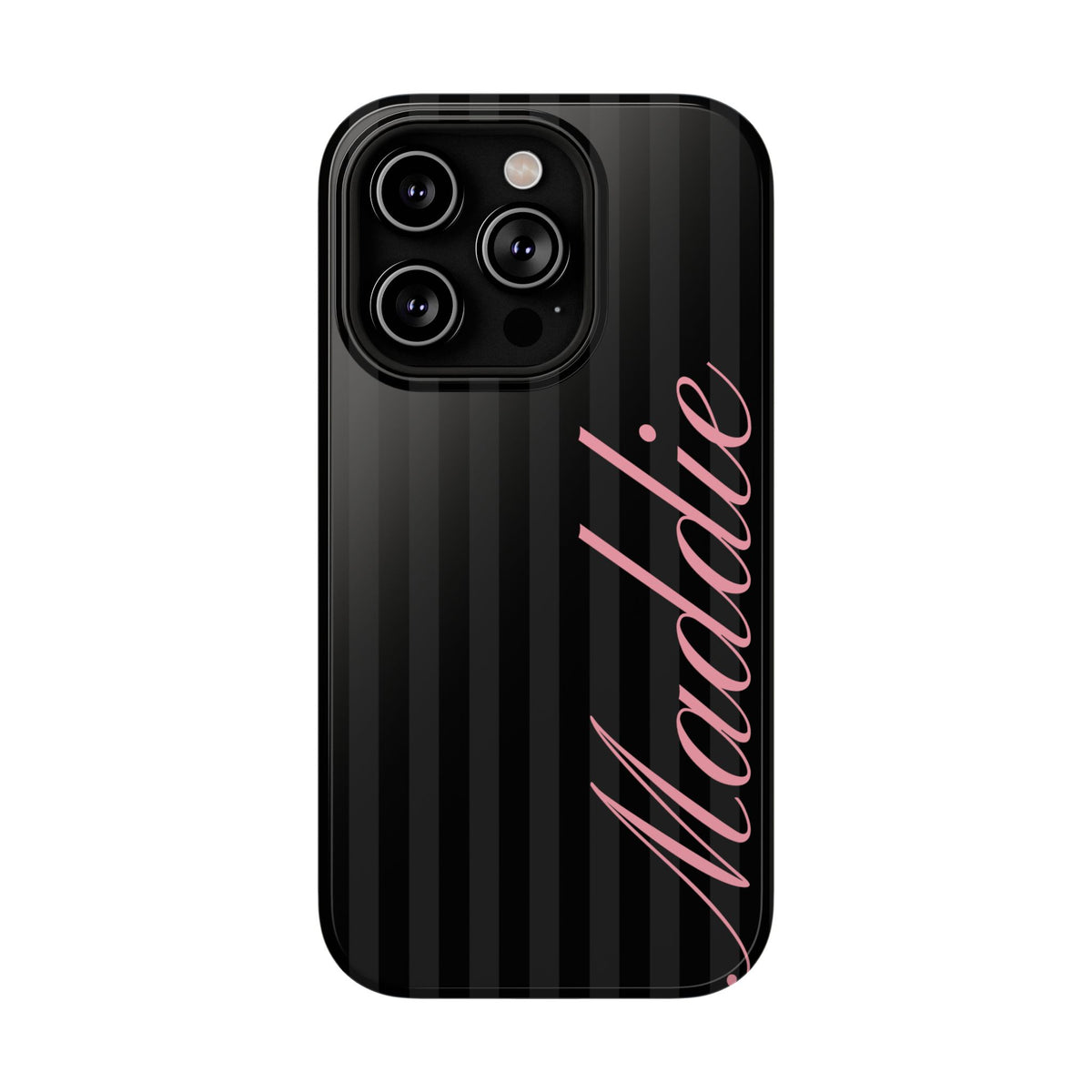 Custom Pink Black Stripes iPhone Case