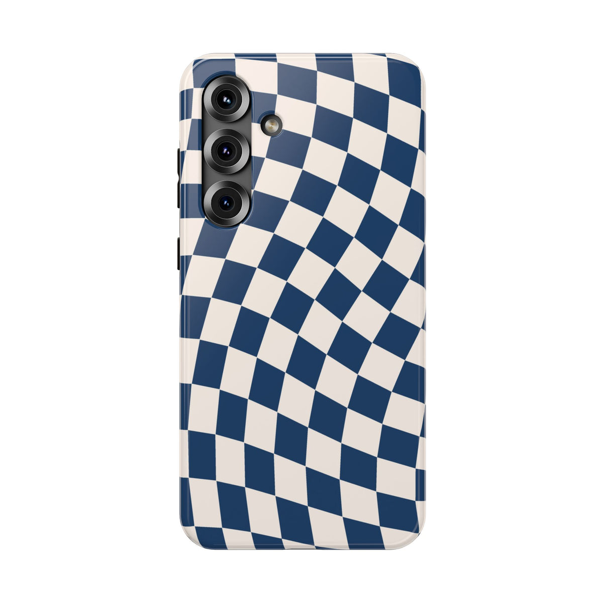 Navy & Beige Wavy Checkered Samsung Case
