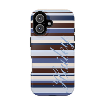 Custom Blueberry Mocha Stripes iPhone Case