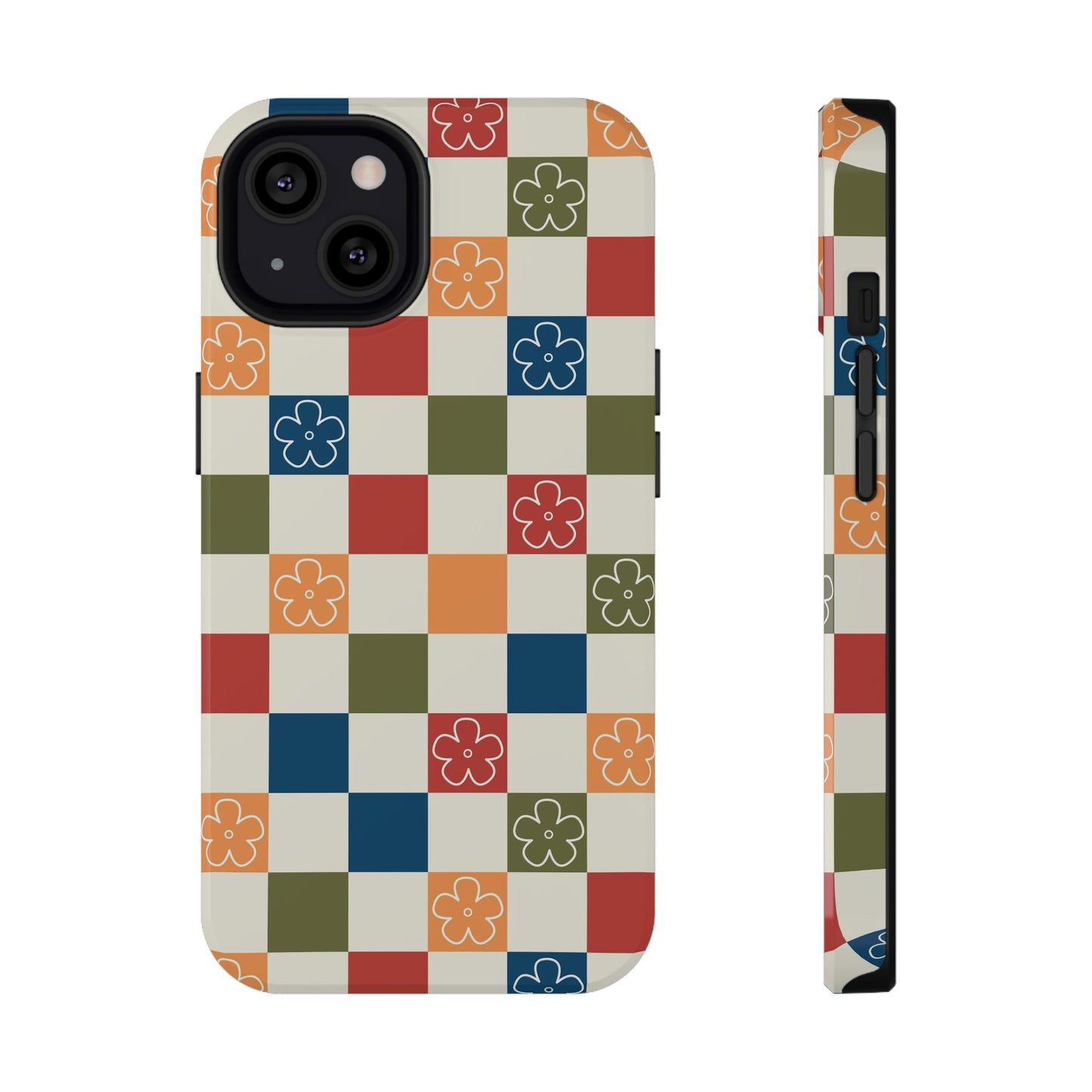 Vintage Flowers Checkered iPhone Case