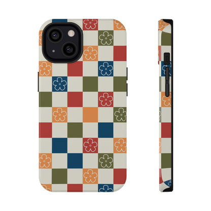Vintage Flowers Checkered iPhone Case