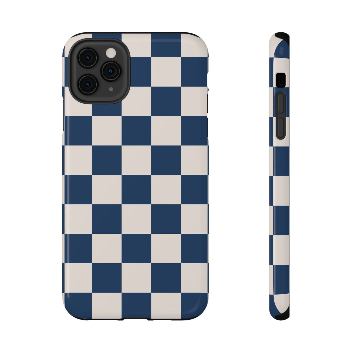 Navy & Beige Checkered iPhone Case
