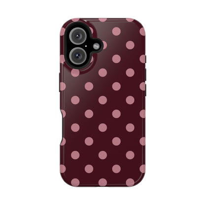 Burgundy & Pink Polka Dots iPhone Case