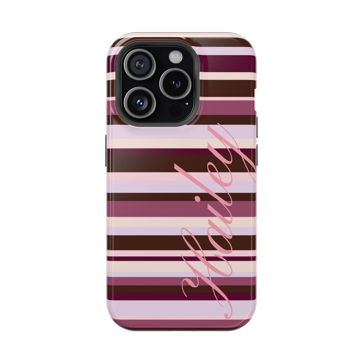 Custom Berry Mocha Stripes iPhone Case