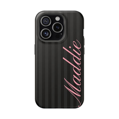 Custom Pink Black Stripes iPhone Case