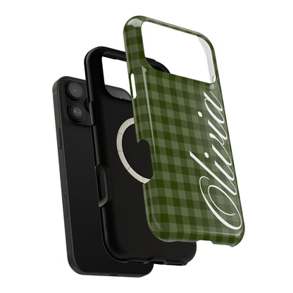 Custom Green Gingham iPhone Case