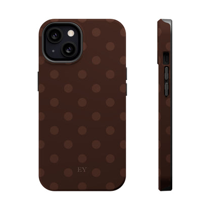 Custom Initials Mocha Polka Dots iPhone Case