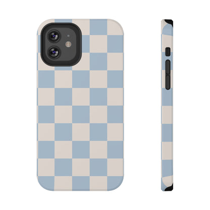 Light Blue & Beige Checkered iPhone Case