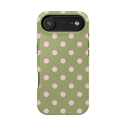 Pink Matcha Polka Dots iPhone Case