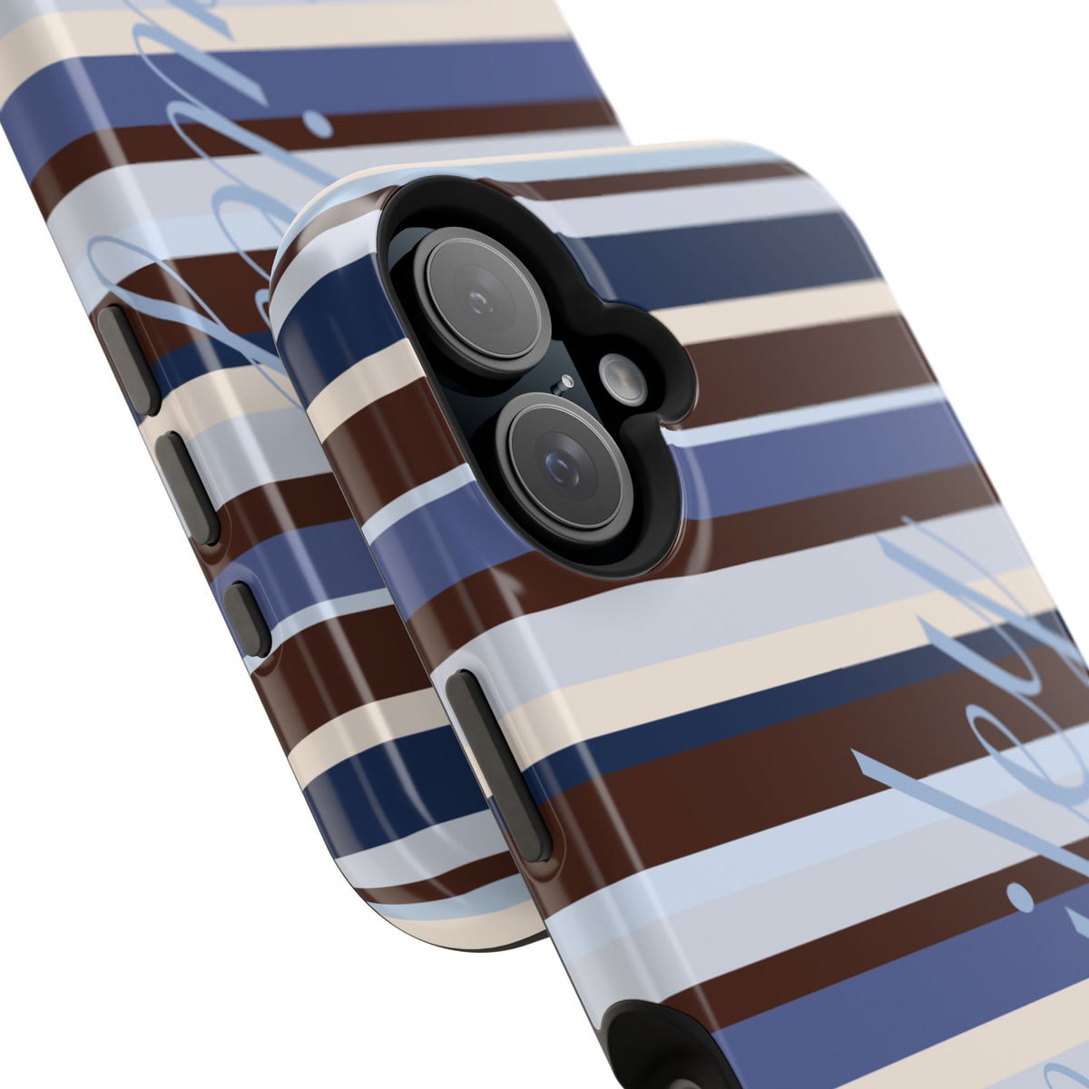 Custom Blueberry Mocha Stripes iPhone Case