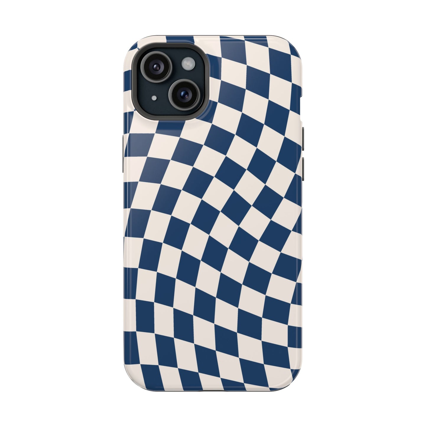 Navy & Beige Wavy Checkered iPhone Case