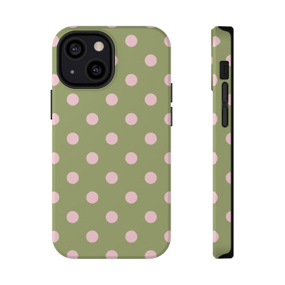 Pink Matcha Polka Dots iPhone Case