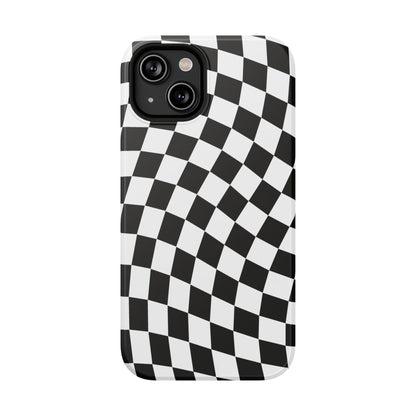 Black Wavy Checkered iPhone Case