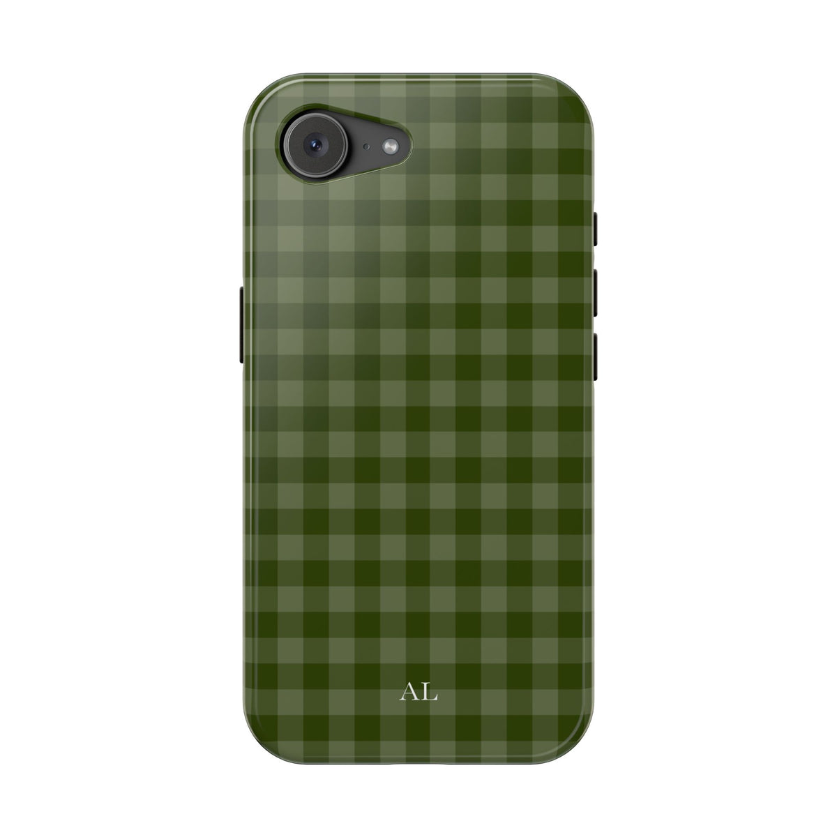Custom Initials Green Gingham iPhone Case