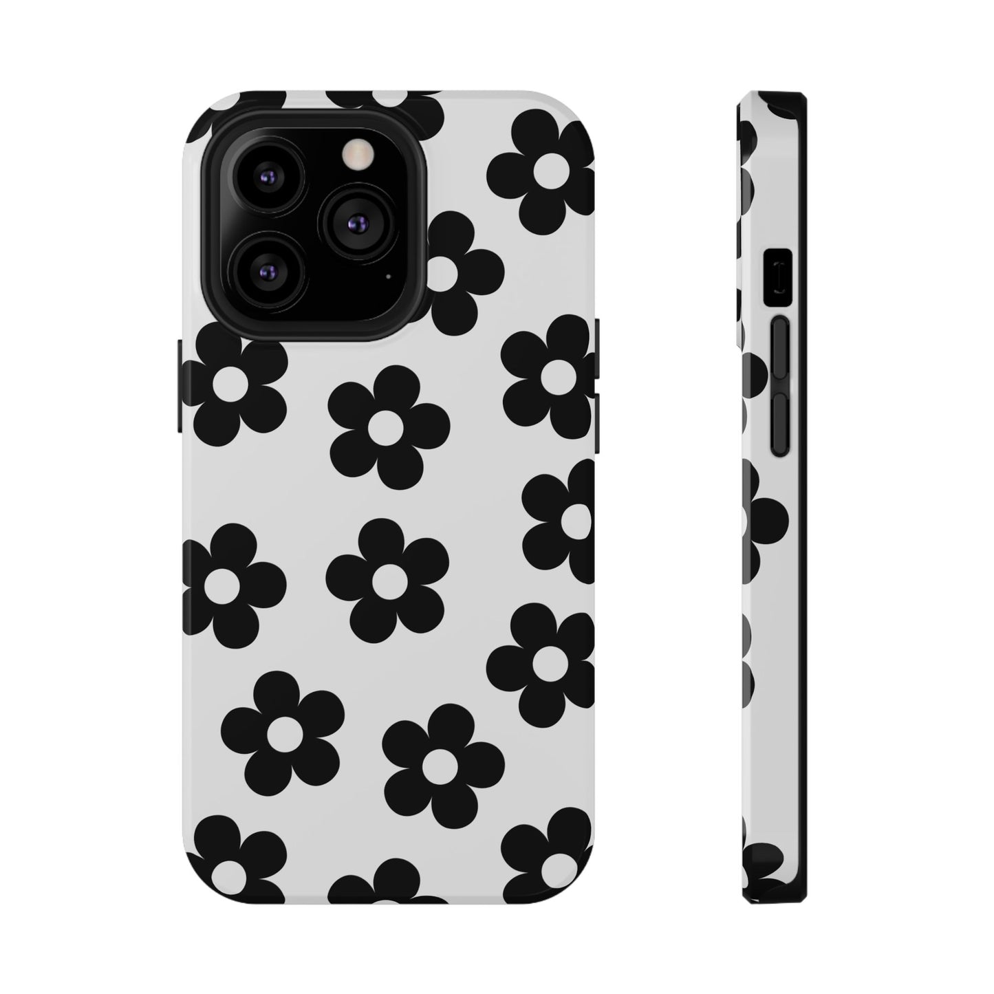 White Retro Flowers iPhone Case