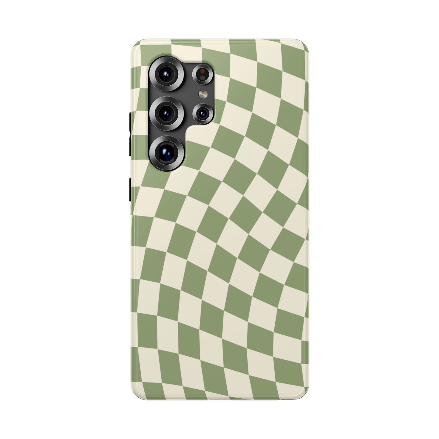 Green & Beige Wavy Checkered Samsung Case