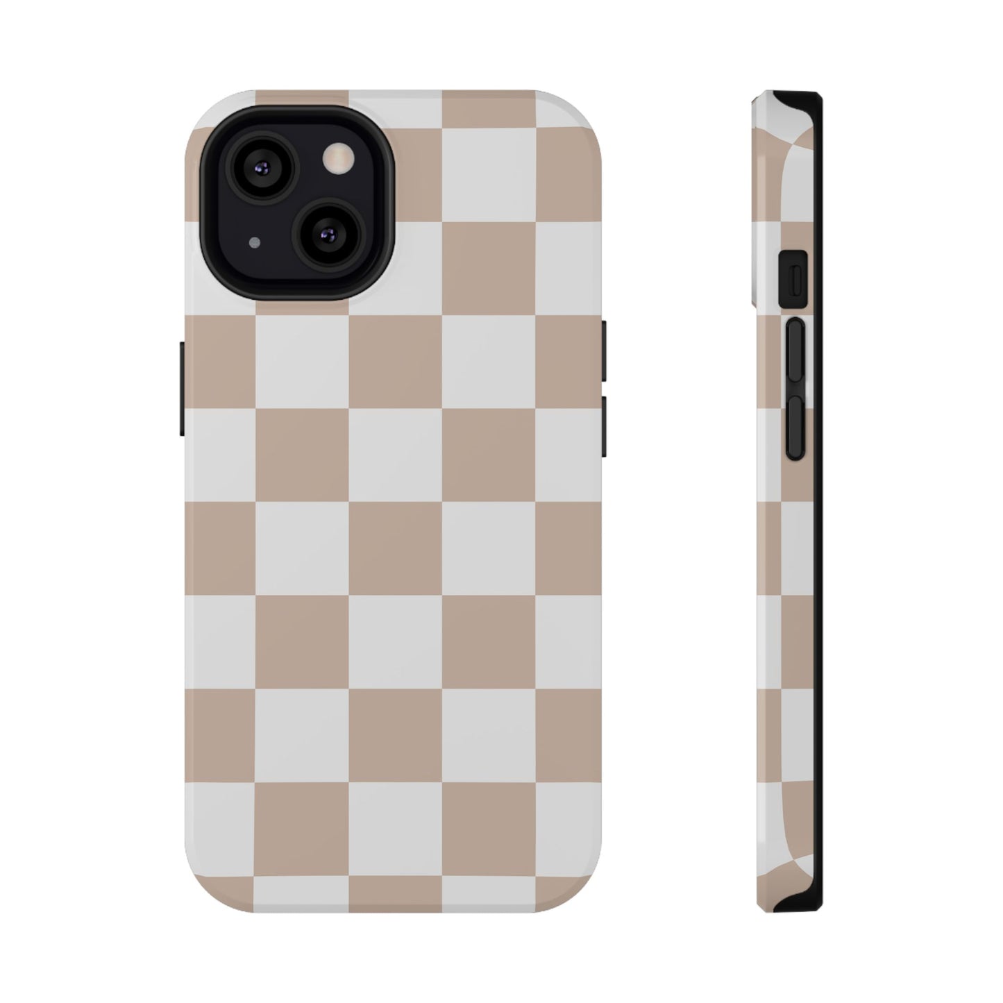 Beige & White Checkered iPhone Case