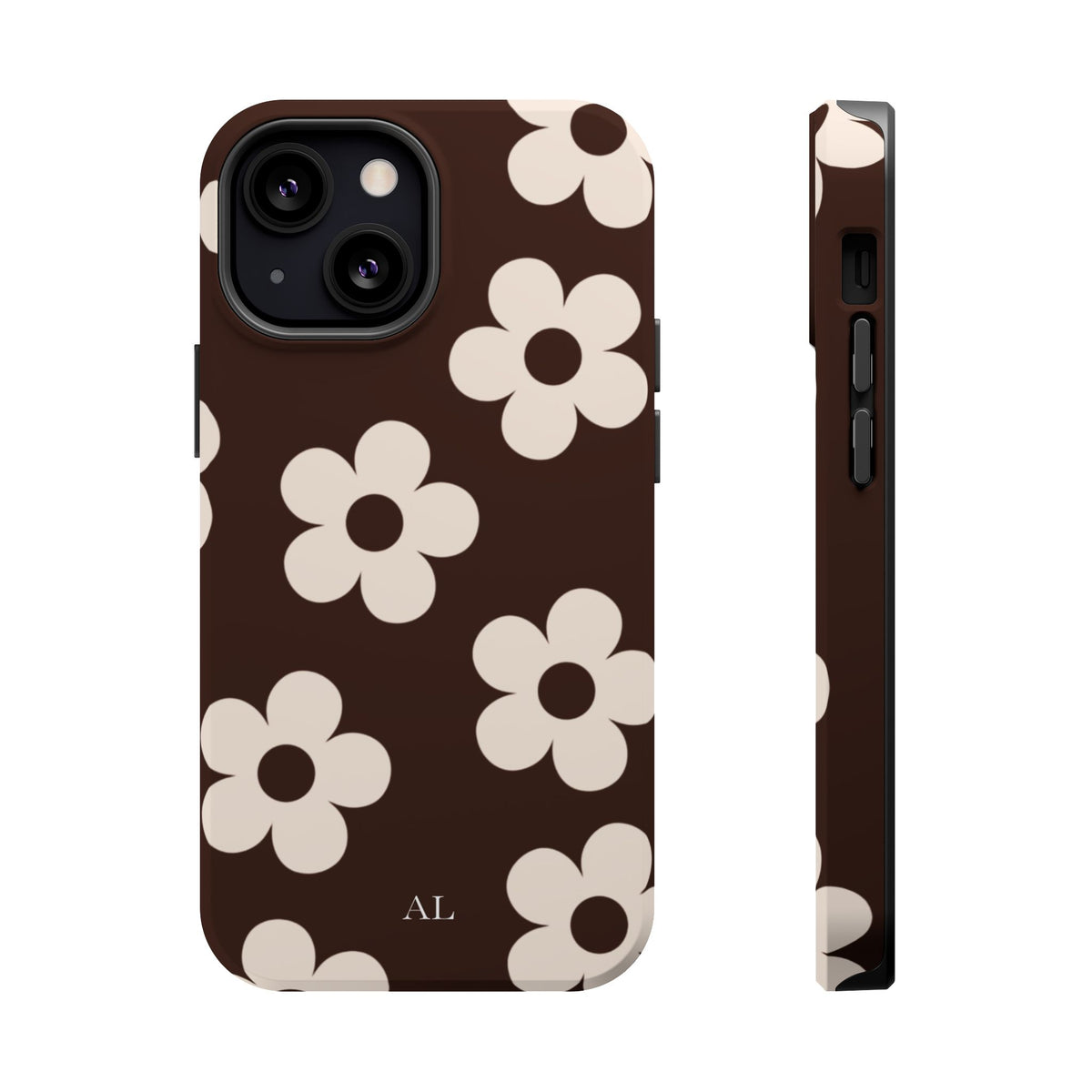 Custom Initials Cocoa Flowers iPhone Case