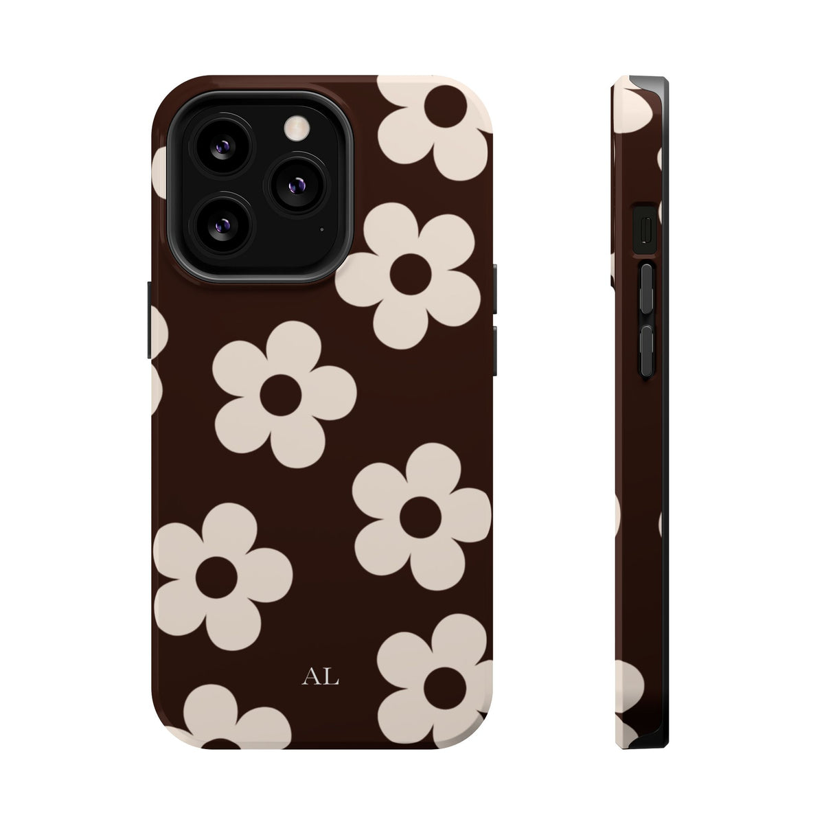 Custom Initials Cocoa Flowers iPhone Case