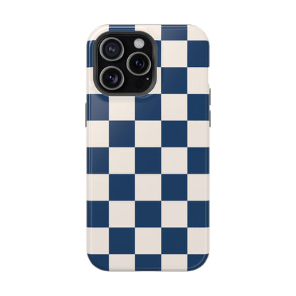 Navy & Beige Checkered iPhone Case