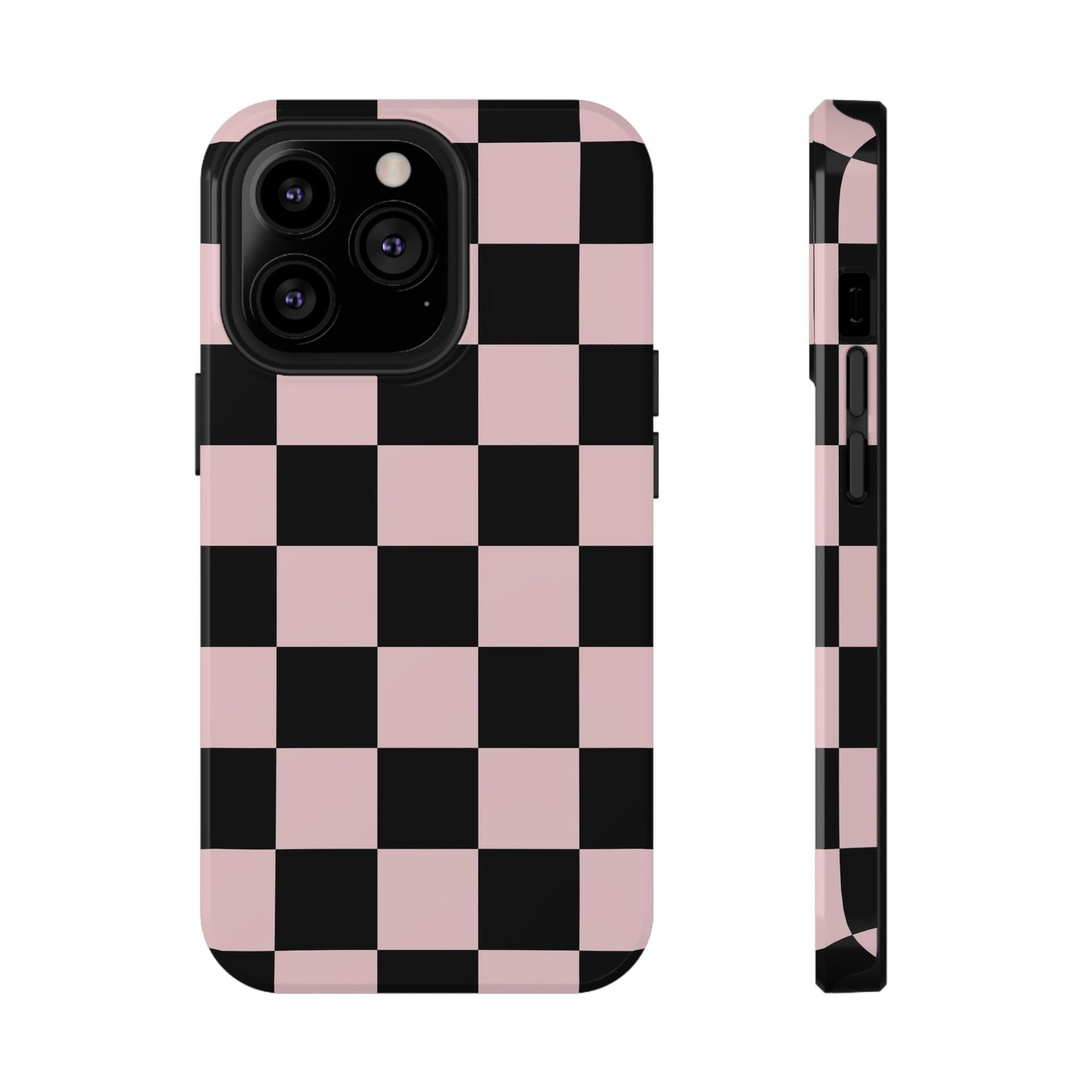 Pink & Black Checkered iPhone Case