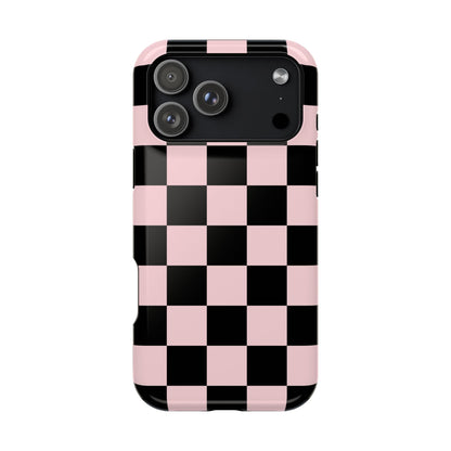 Pink & Black Checkered iPhone Case
