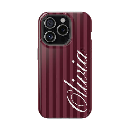 Custom Burgundy Stripes iPhone Case