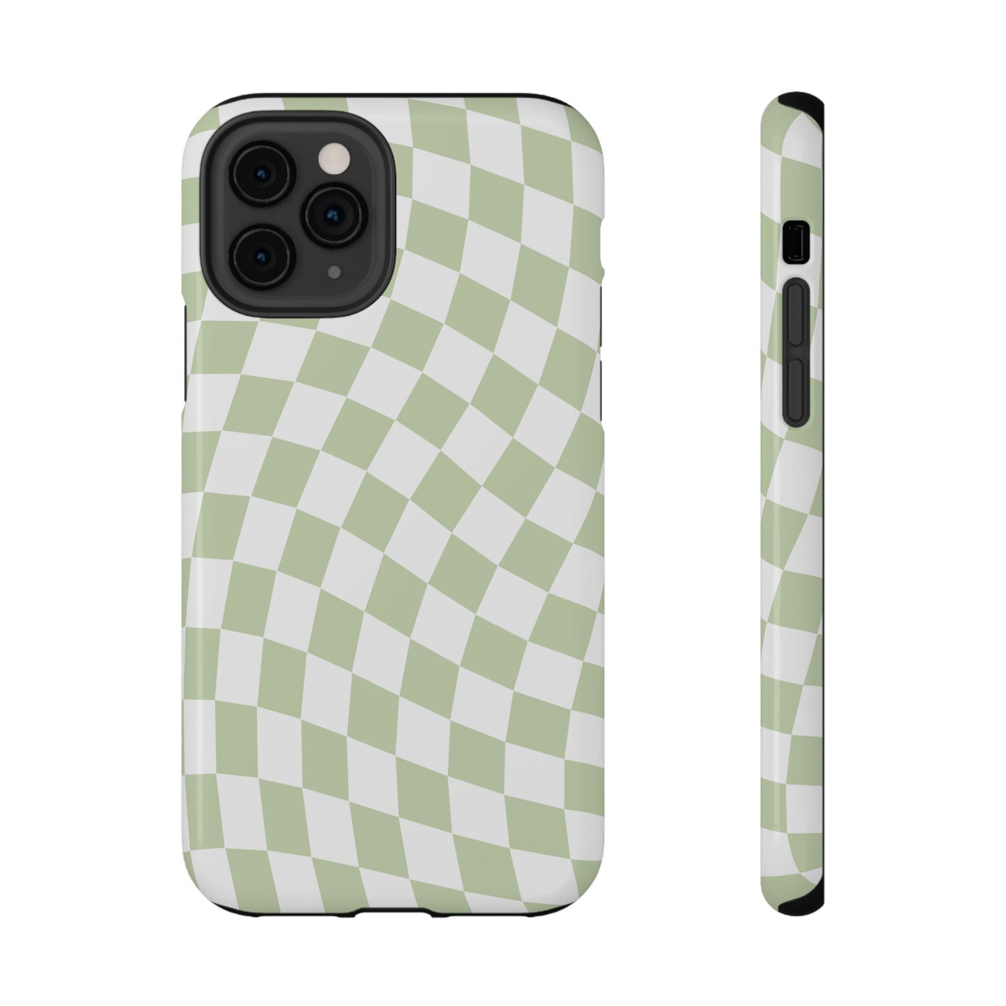 Light Green Wavy Checkered iPhone Case
