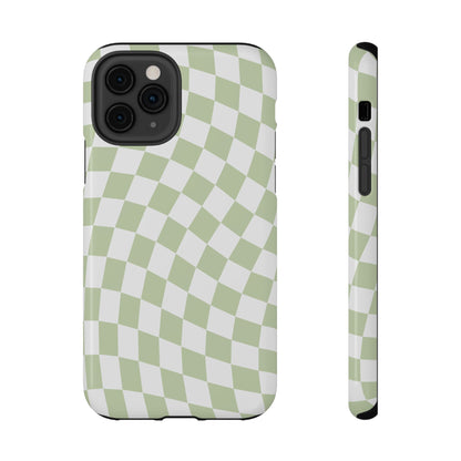 Light Green Wavy Checkered iPhone Case