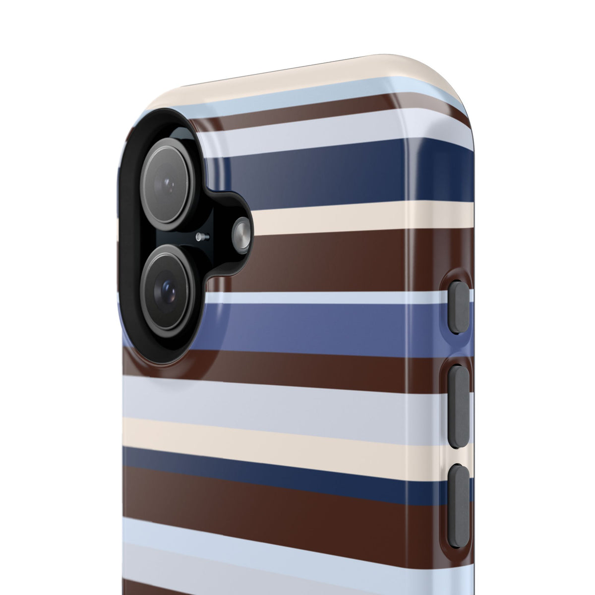 Custom Initials Blueberry Mocha Stripes iPhone Case