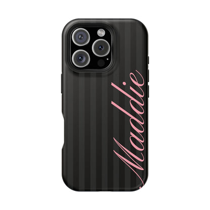 Custom Pink Black Stripes iPhone Case