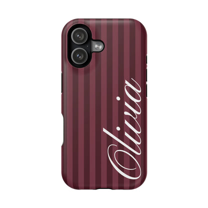 Custom Burgundy Stripes iPhone Case