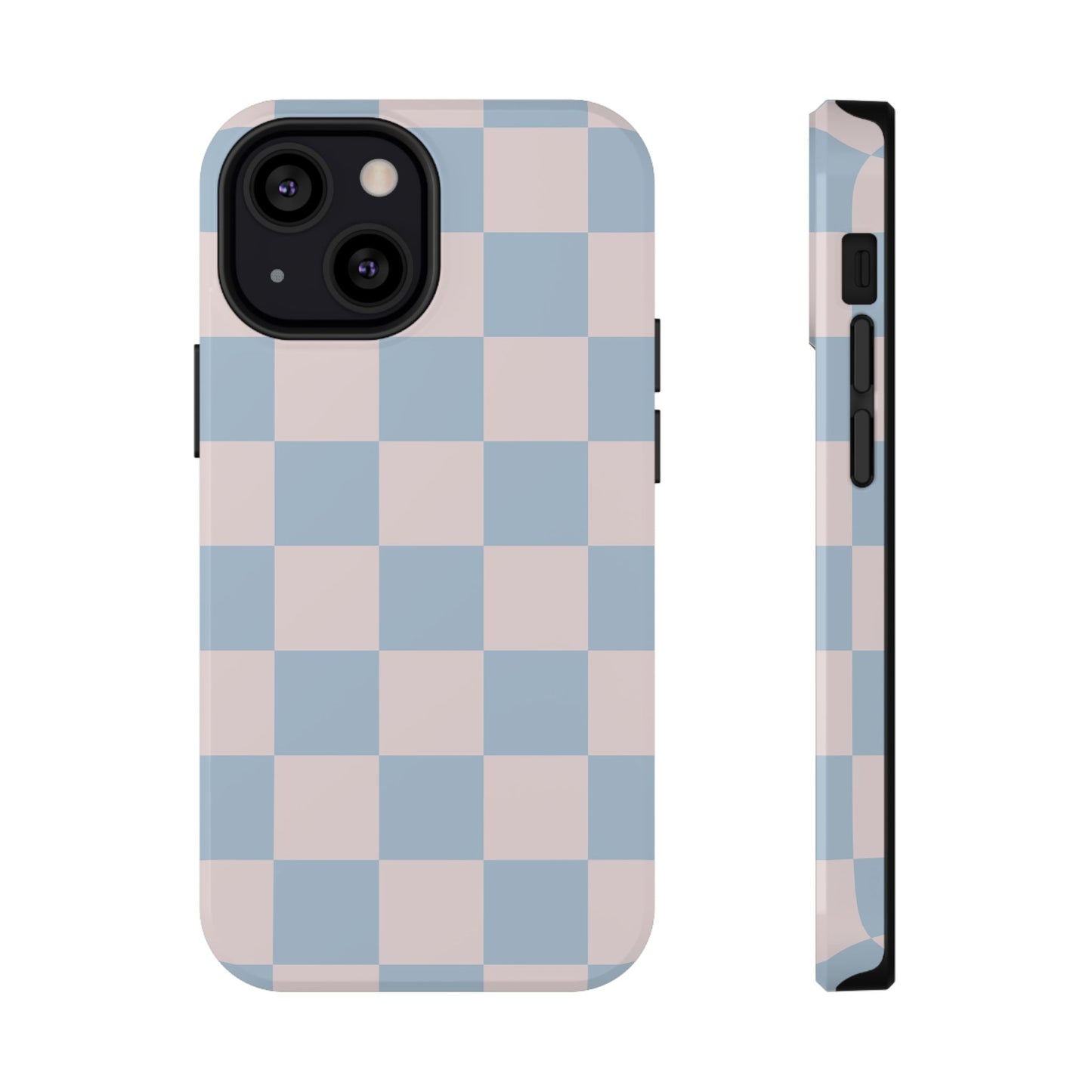 Light Pink & Blue Checkered iPhone Case